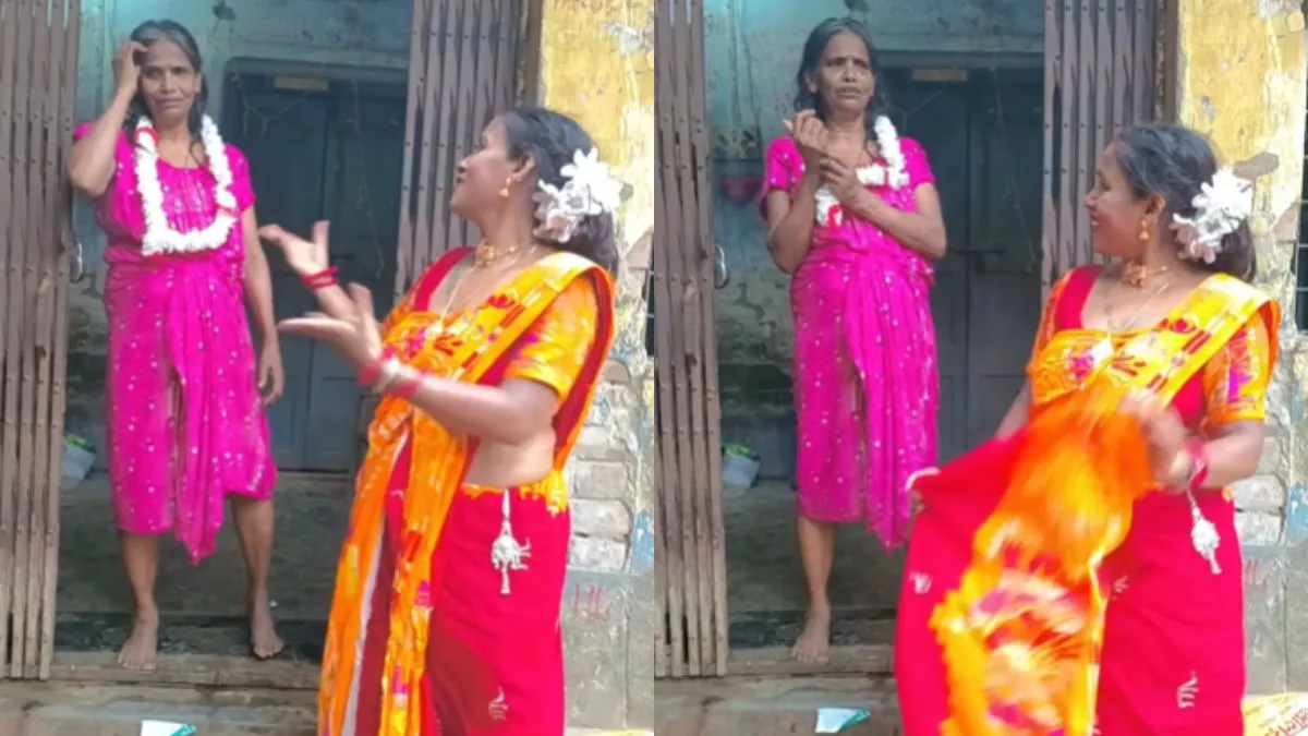 रानू मंडल के साथ रील बनाते हुए महिला- India TV Hindi