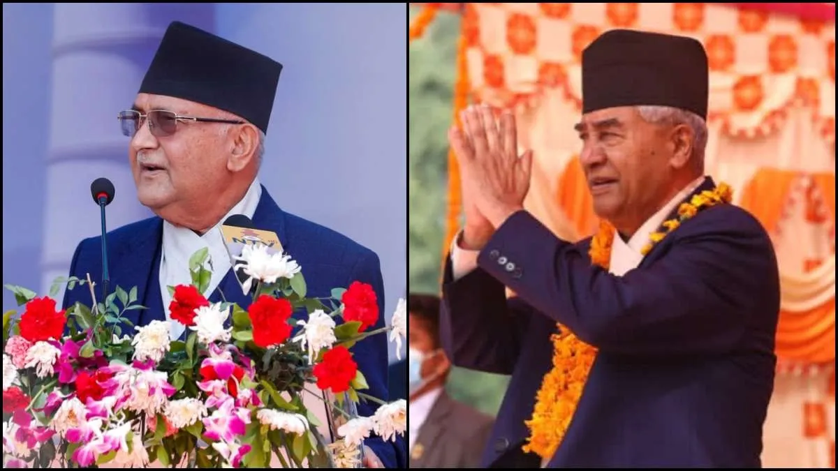 Former Nepal PM KP Sharma Oli and Nepali Congress leader Sher Bahadur Deuba.- India TV Hindi