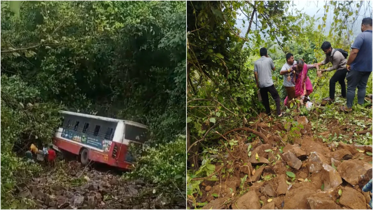 road accident of bus in raigarh which going to CM Eknath Shinde program fell into a 40 feet deep dit- India TV Hindi