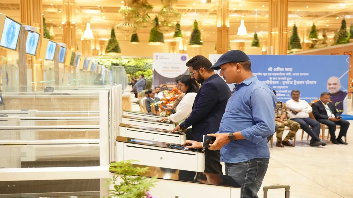 Air passengers using the facility at Bengaluru airport.