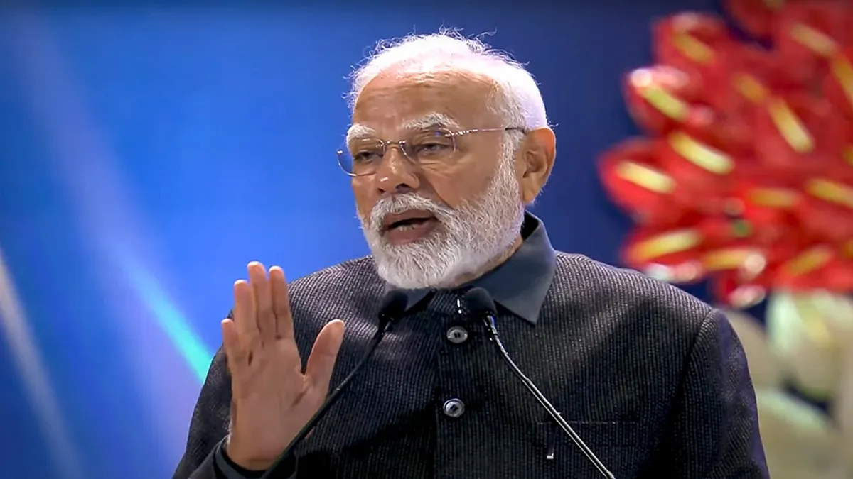 Prime Minister Narendra Modi at the Bharat Mobility Global Expo 2025 at the Bharat Mandapam in New Delhi on Friday 