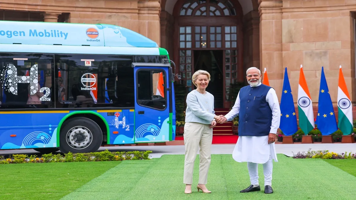 नई दिल्ली में प्रधानमंत्री नरेंद्र मोदी और यूरोपीय आयोग की अध्यक्ष उर्सुला वॉन डेर लेयेन।- India TV Paisa