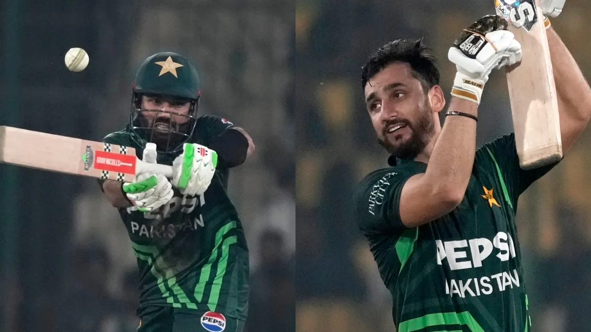 Pakistani batsmen Mohammad Rizwan and Salman Ali Aga