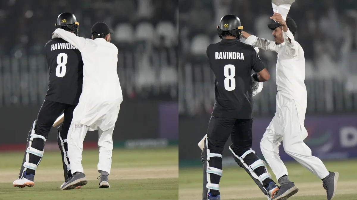 Rachin Ravindra And Pitch Invader