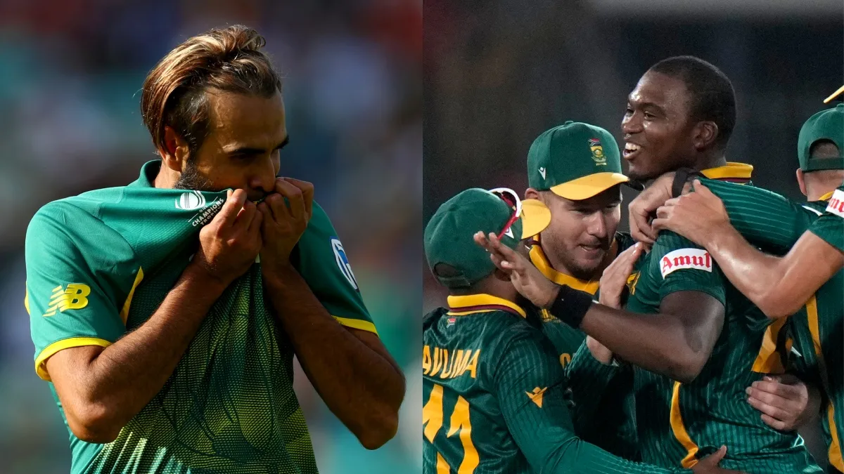 Imran Tahir and Lungi Ngidi celebrating after taking wickets