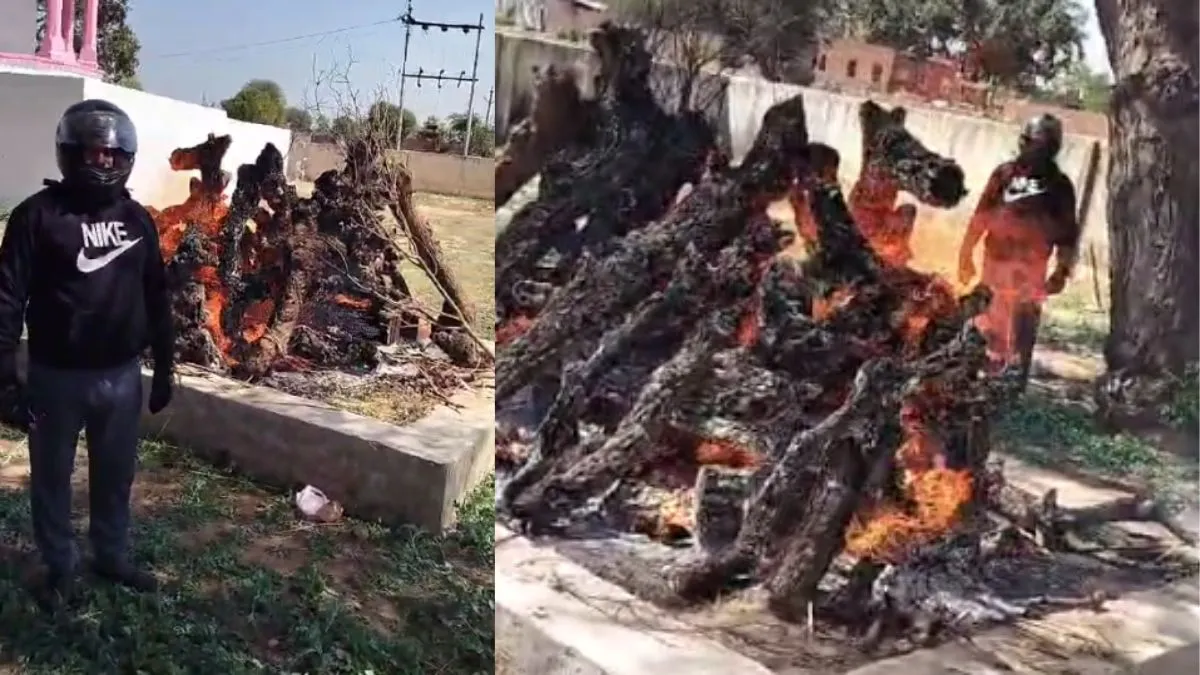 हेलमेट लगाकर किया अंतिम संस्कार।- India TV Hindi