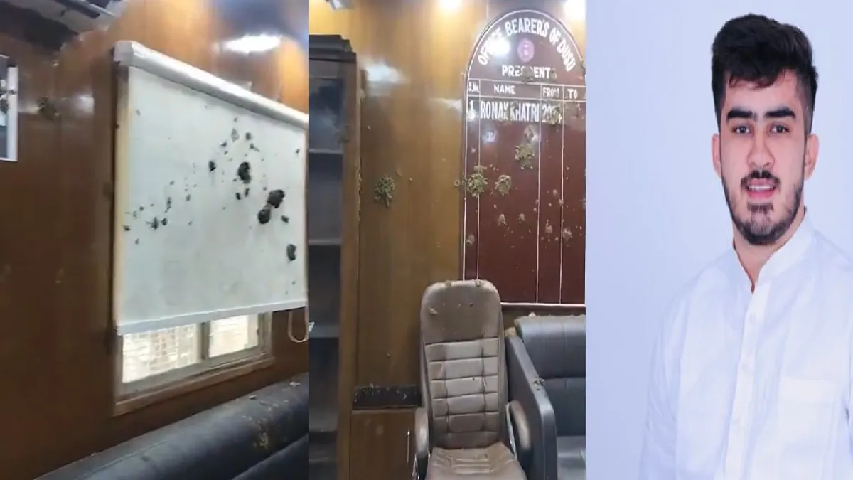 डूसू अध्यक्ष के ऑफिस में फेंका गया गोबर- India TV Hindi