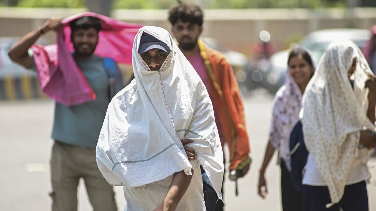 People going amid fierce in Prayagraj