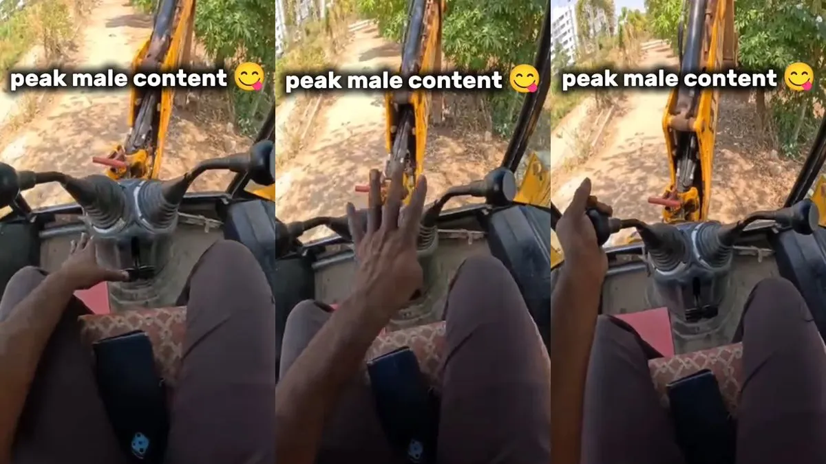 JCB चलाने के बारे में बताते हुए ड्राइवर- India TV Hindi