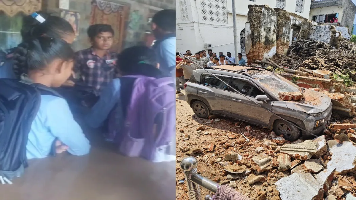 पानी में आधे डूबे बच्चे और कार के ऊपर गिरा क्षतिग्रस्त घरों का मलबा- India TV Hindi