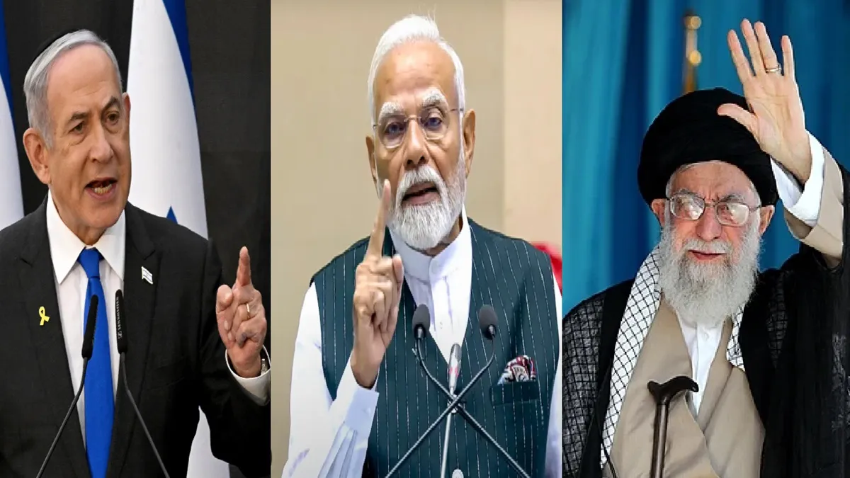 Benjamin Netanyahu (L) PM Narendra Modi (M) Ayatollah Ali Khamenei (R)