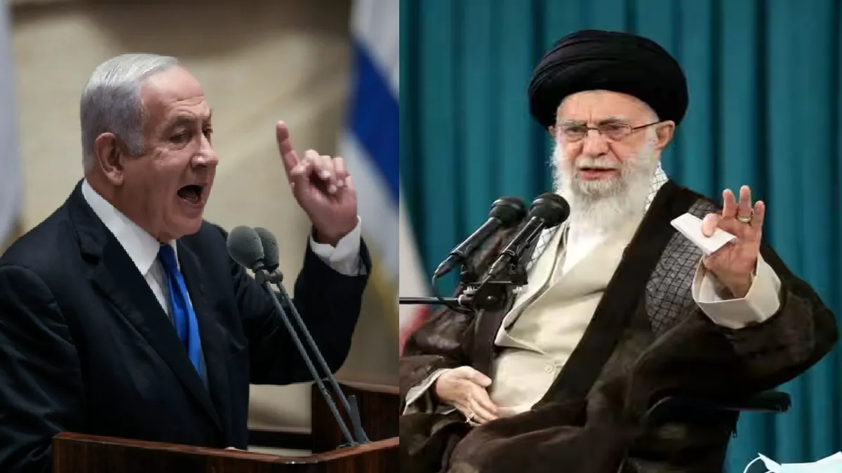 Israeli Prime Minister Benjamin Netanyahu (L) Iran supreme leader Ayatollah Ali Khamenei (R)