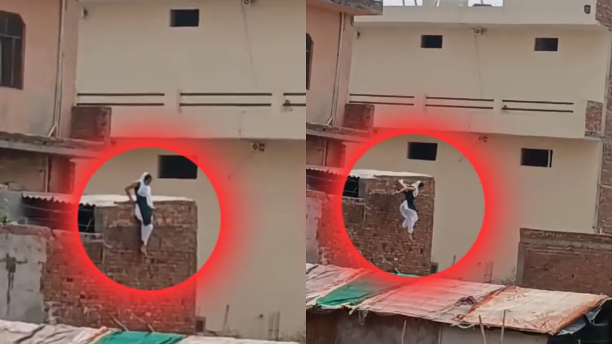 होटल की छत से कूदकर भागती हुई महिला- India TV Hindi