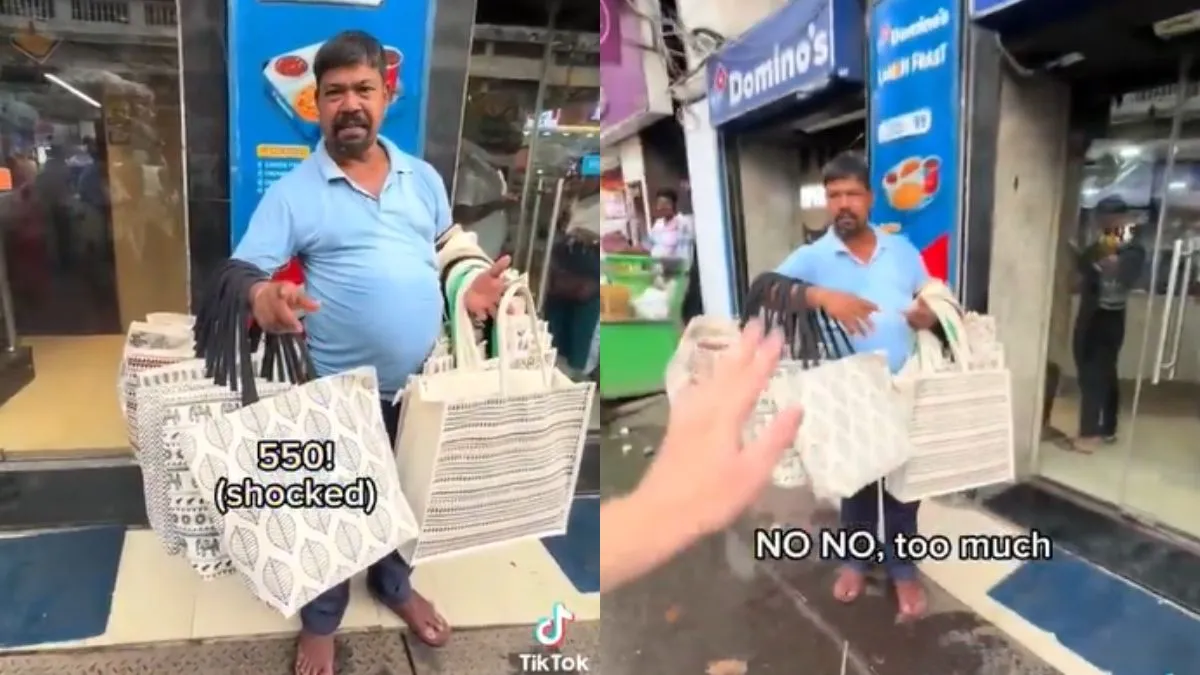 झोला बेचते शख्स