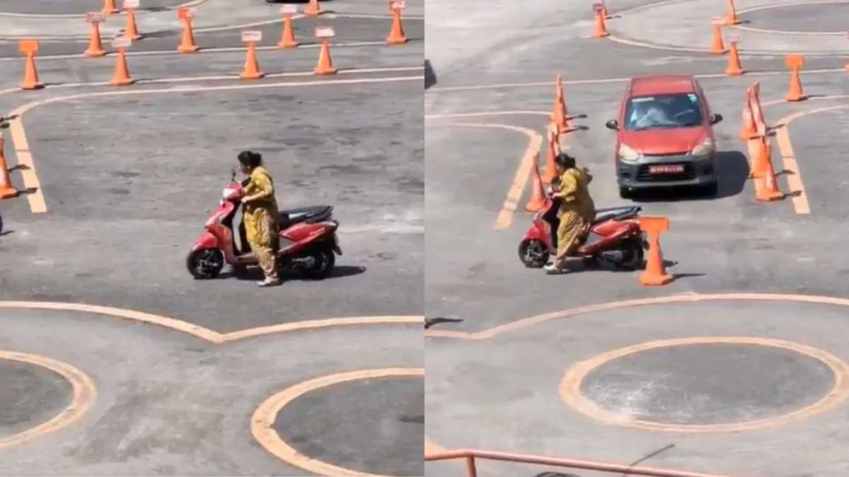 टेस्ट के दौरान स्कूटी चलाती आंटी- India TV Hindi