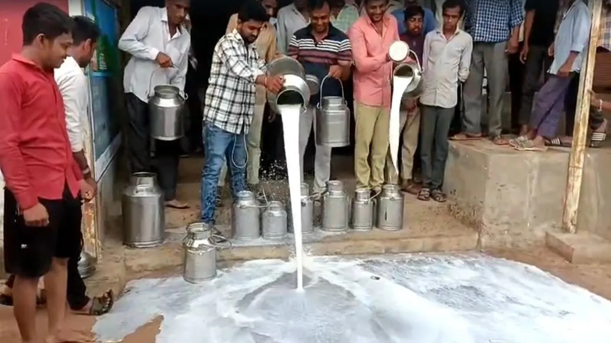 clash with police outside Sabar Dairy
