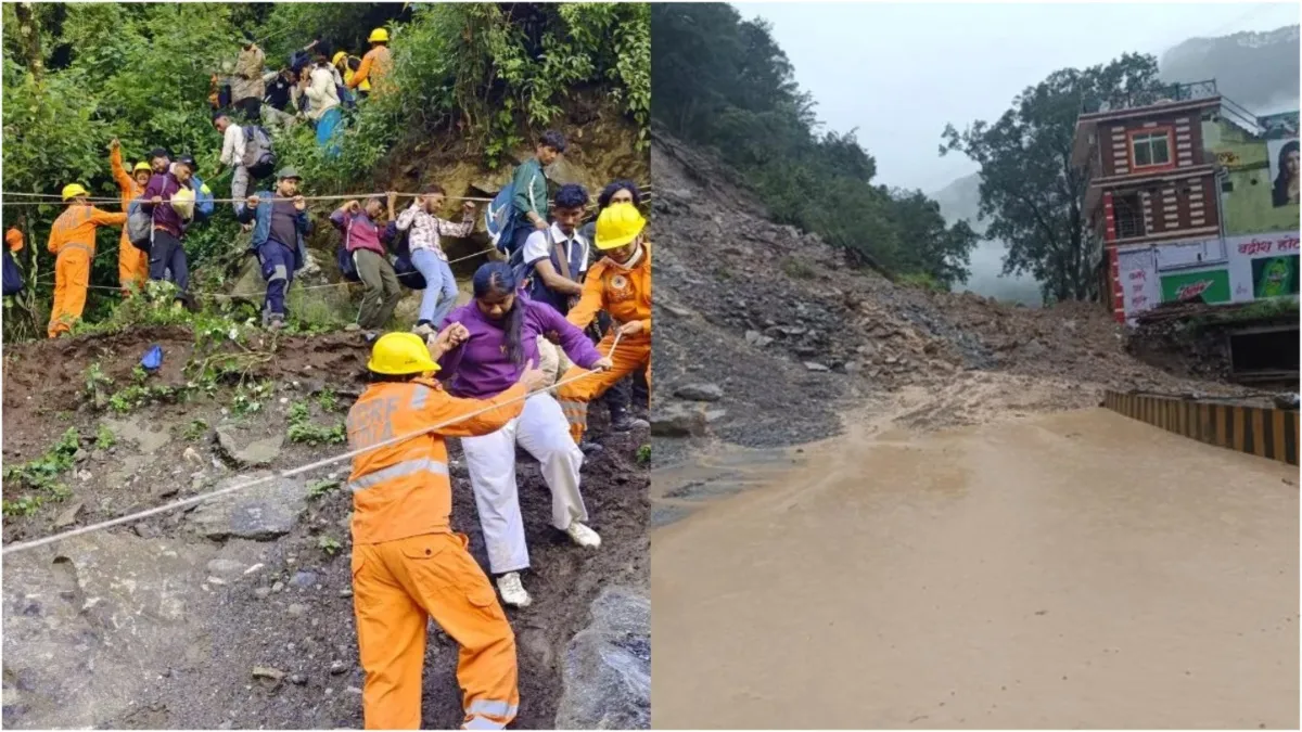 landslide on Kedarnath route 40 devotees trapped SDRF rescued them- India TV Hindi