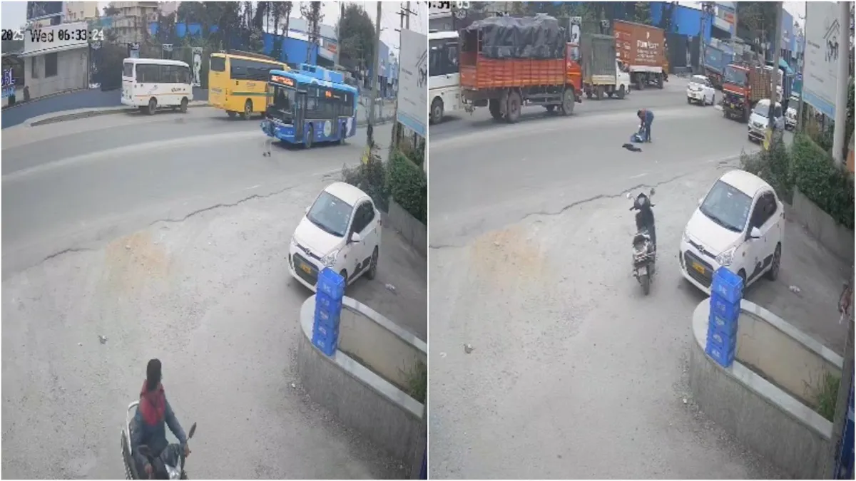 Bus hits student crossing the road in Bengaluru CCTV footage surfaces- India TV Hindi
