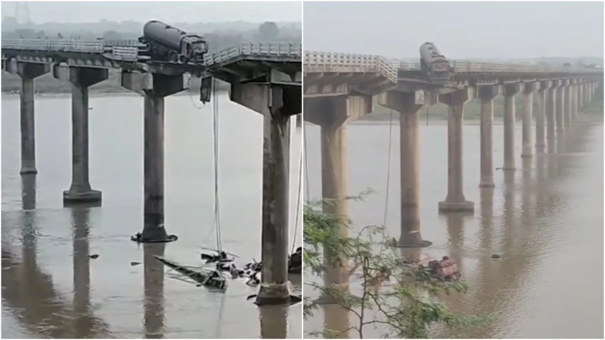 major accident happened in Gujarat the bridge connecting Vadodara-Anand broke down many vehicles fel