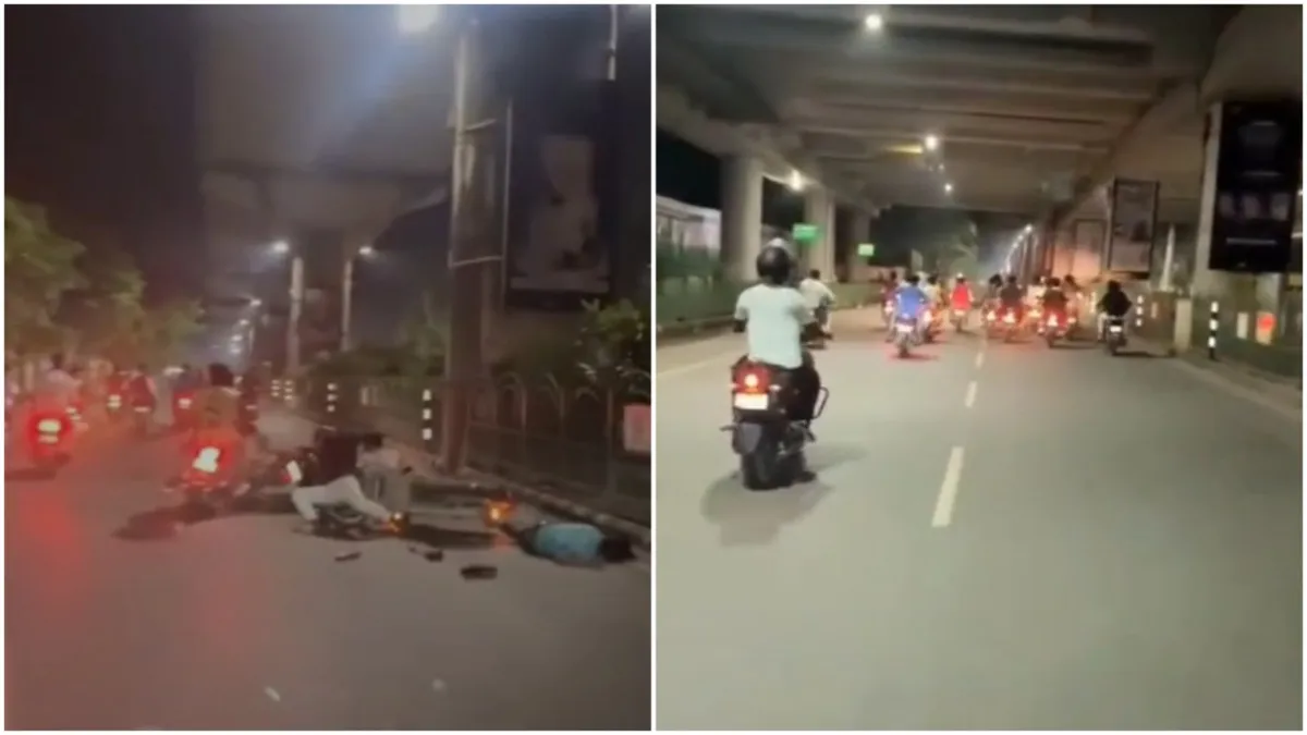 Bikers gang havoc on the streets of Lucknow road accident happened during stunt video surfaced- India TV Hindi