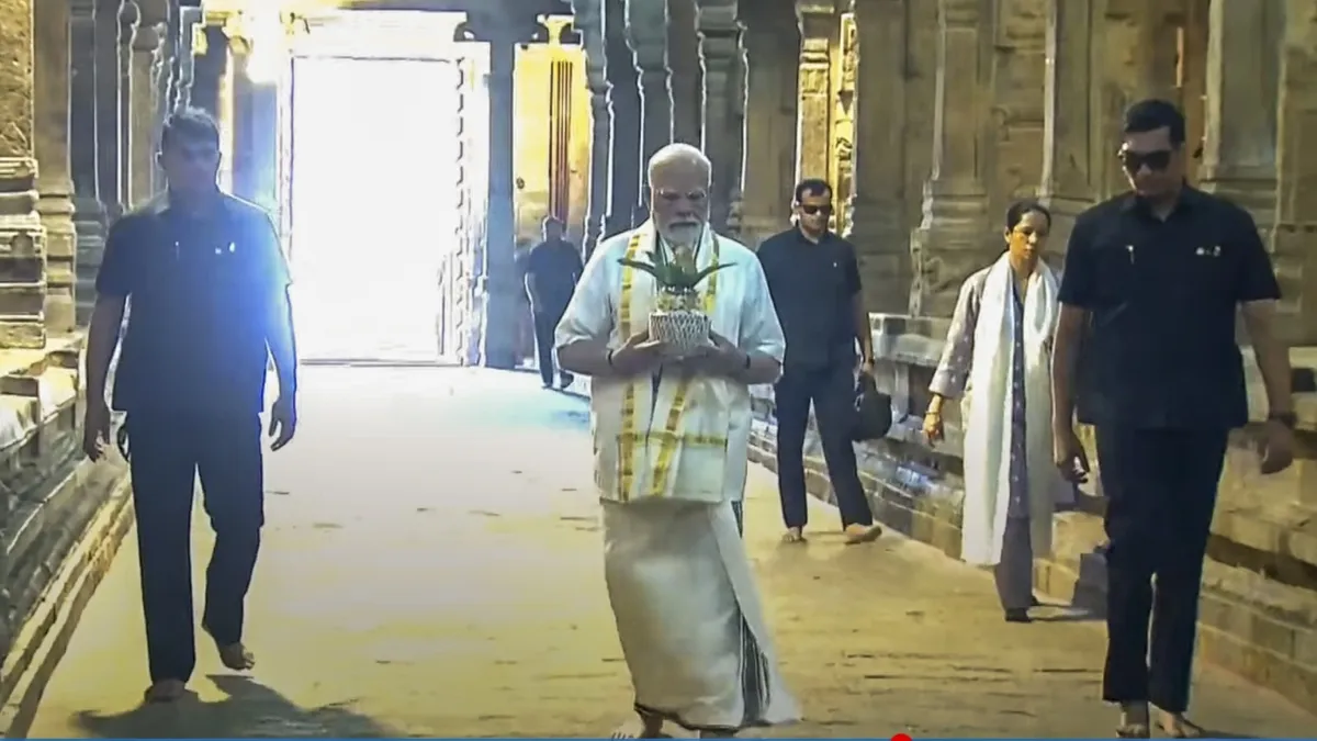 गंगईकोंड चोलपुरम मंदिर में प्रधानमंत्री नरेंद्र मोदी