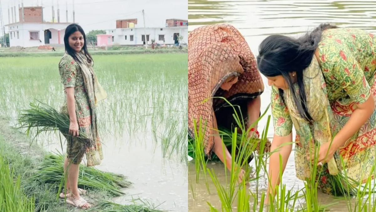 खेत में धान रोपतीं प्रिया सरोज- India TV Hindi