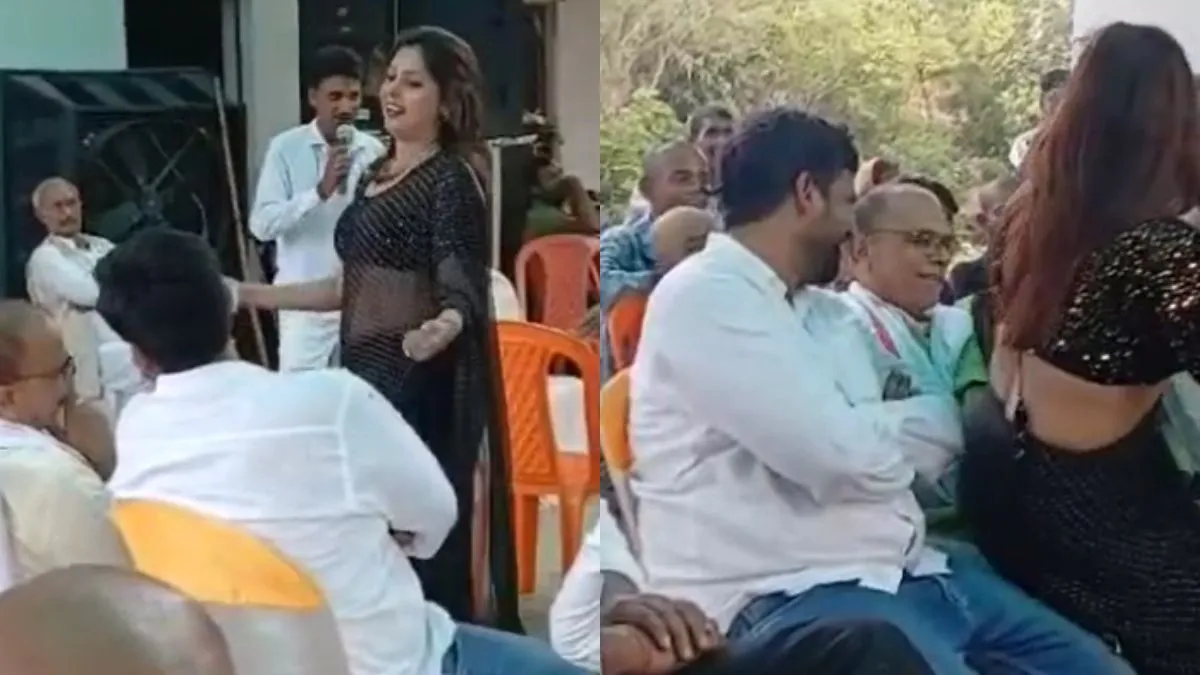ओम प्रकाश पांडे की गोद में बैठी डांसर- India TV Hindi
