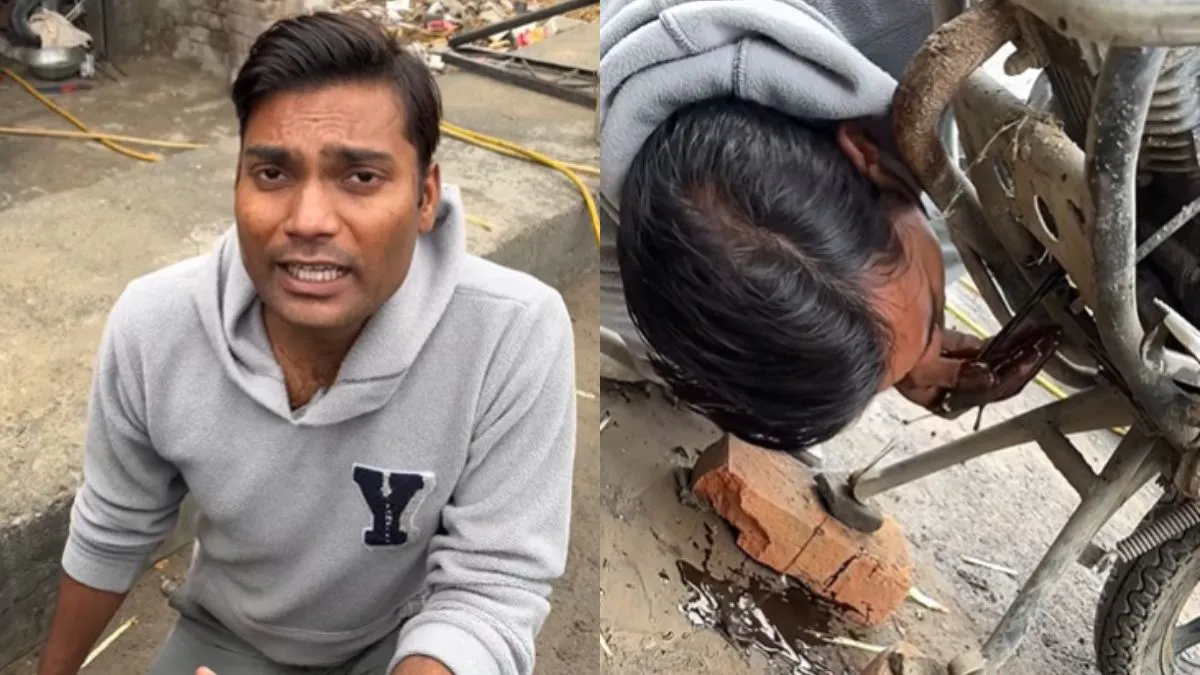 वायरल होने के लिए बाइक का इंजन ऑयल पीता शख्स- India TV Hindi