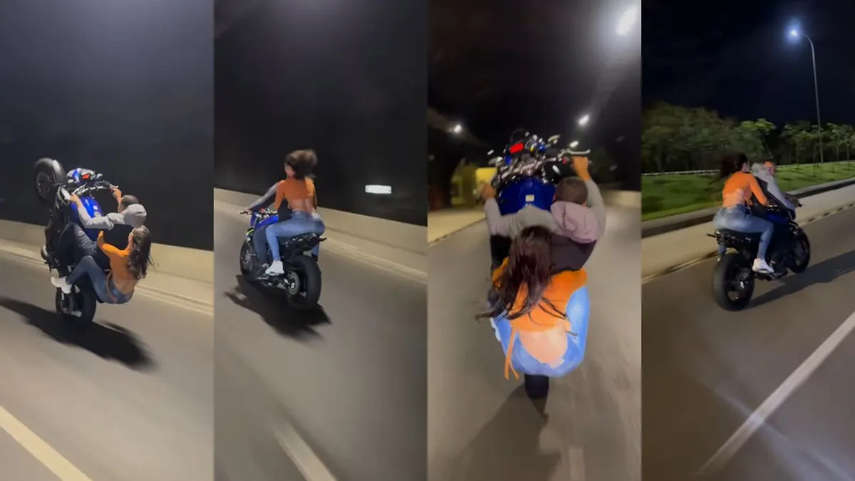 बाइक से स्टंट करते दिखा लड़का- India TV Hindi