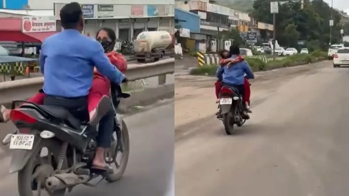 चलती बाइक पर कपल का रोमांस- India TV Hindi