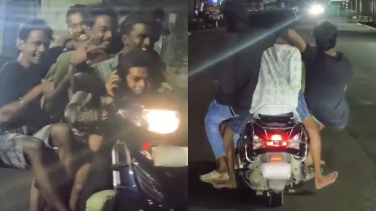 एक ही स्कूटी पर सवार 7...- India TV Hindi