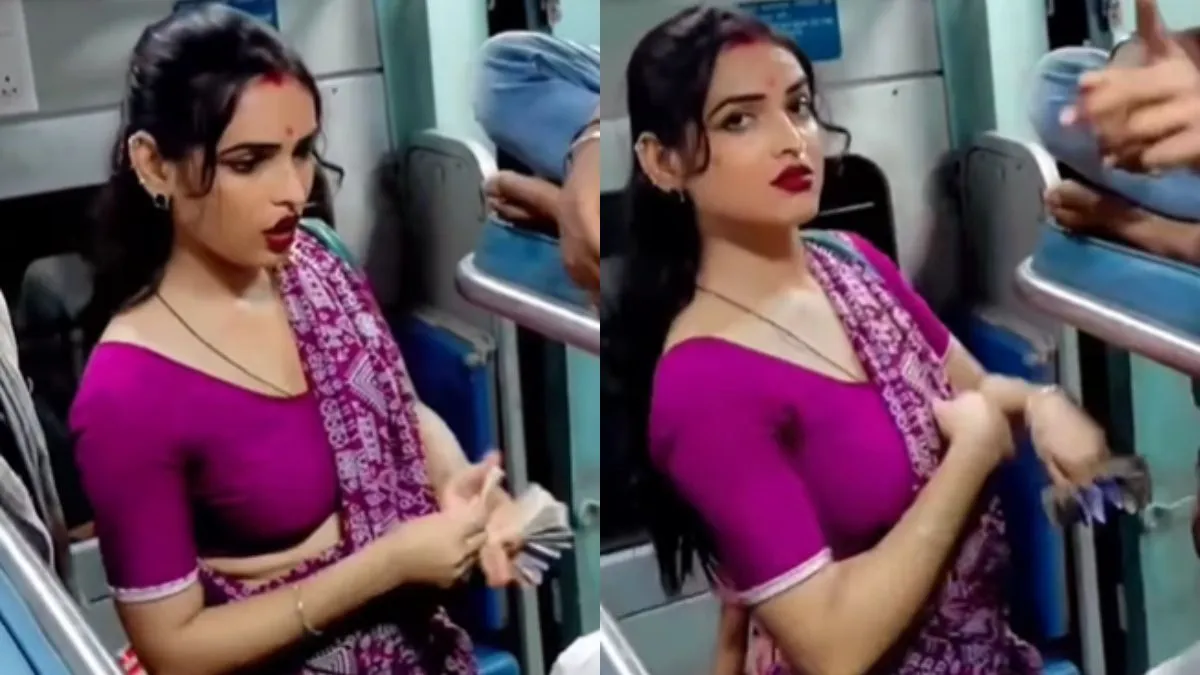 ट्रेन में पैसे मांग रही किन्नर पर टिकीं लोगों की नजरें- India TV Hindi