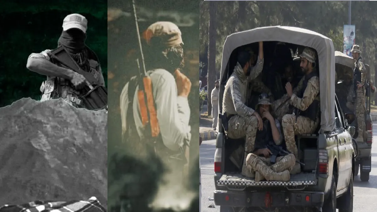 Baloch Liberation Army (Left and Middle) and Pakistan Army (R)- India TV Hindi