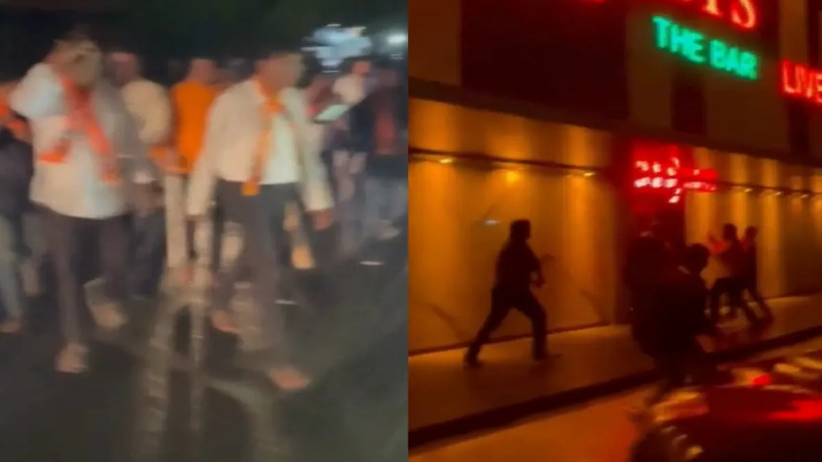 रात में तोड़फोड़ करते MNS कार्यकर्ता