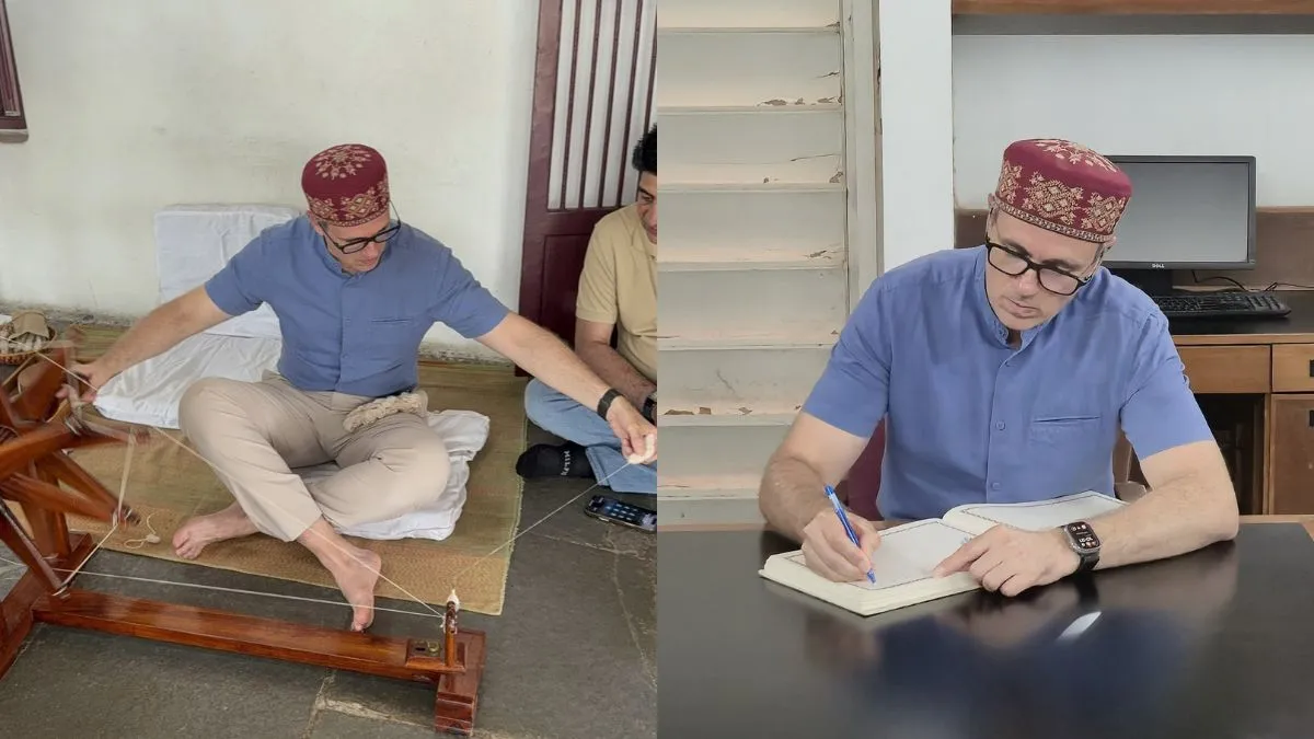 Omar Abdullah Sabarmati Ashram visit, Omar Abdullah Gujarat tour- India TV Hindi