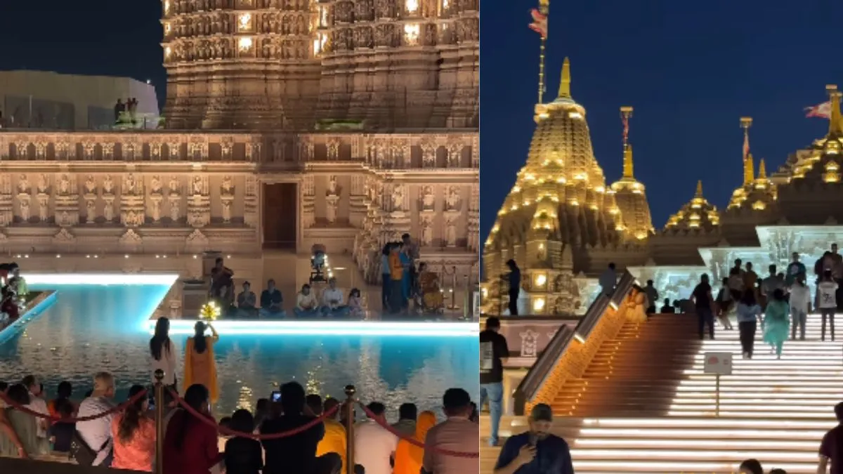 ganga aarti in abu dhabi, ganga aarti in dubai, ganga aarti in uae, ganga aarti in baps mandir, baps- India TV Hindi