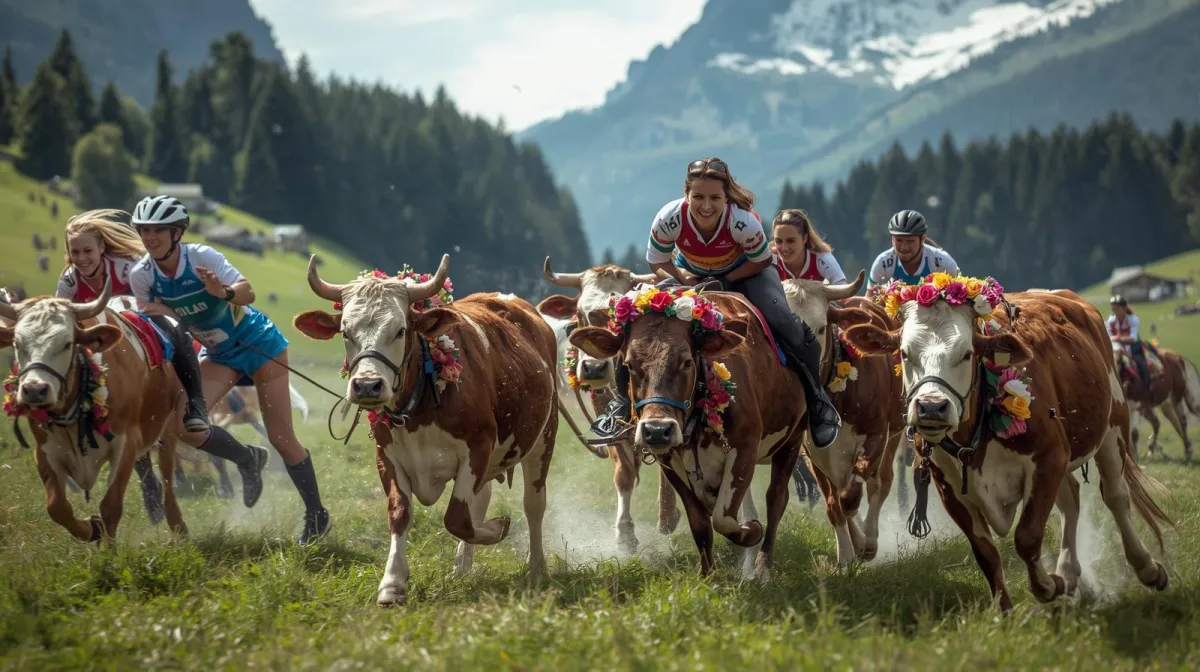 स्विस काउ ग्रांड प्रिक्स रेस (एआई इमेज)- India TV Hindi