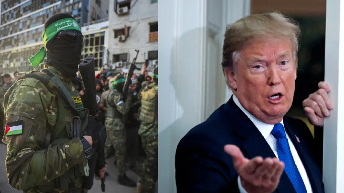 Hamas (L) and Donald Trump (R)- India TV Hindi