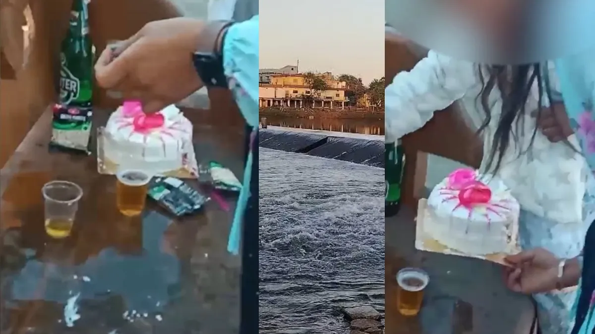 नर्मदा तट पर शराब पीती नाबालिग लड़कियों का वीडियो हुआ वायरल- India TV Hindi