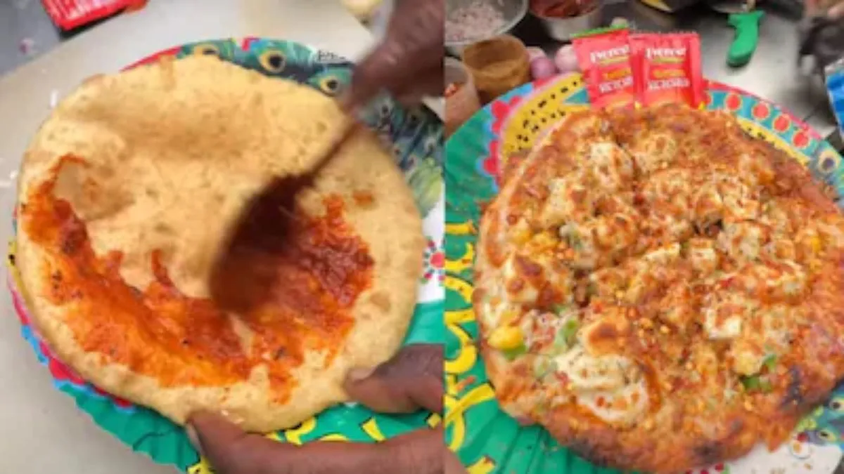 Bhatura pizza, Indian street food, Chole Bhature, Delhi street food, Viral food trends, Pizza fusion- India TV Hindi