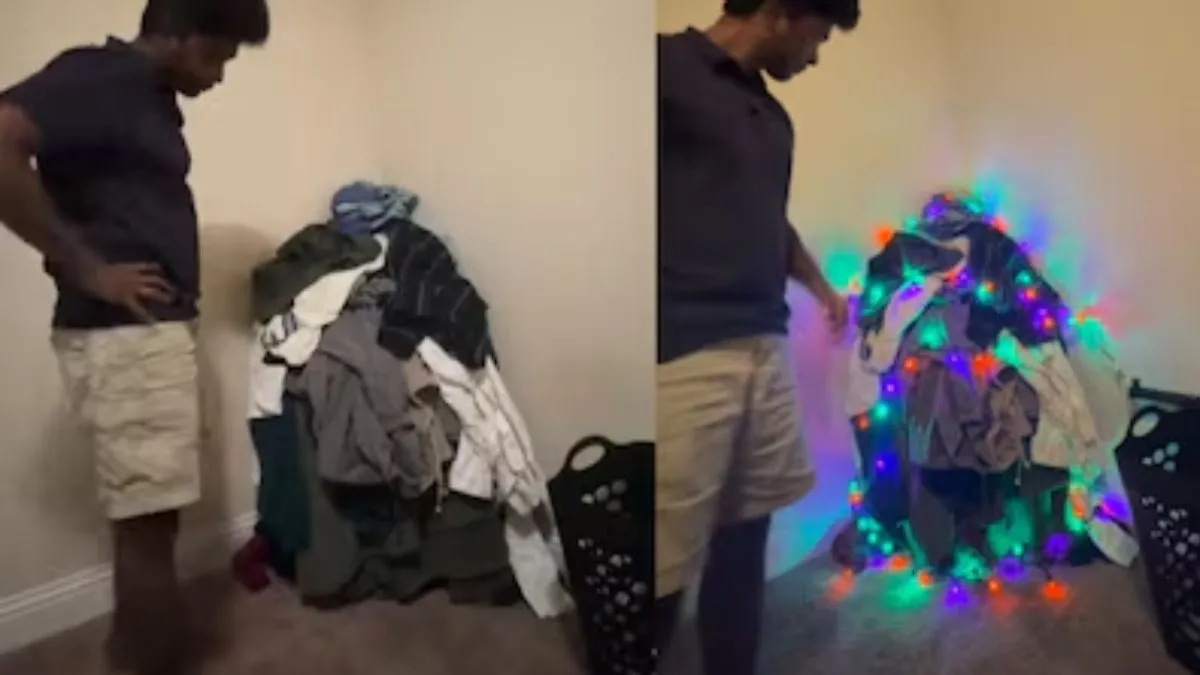 Christmas , Christmas tree, laundry, jugaad Christmas tree, instagram video, viral video, budget fri- India TV Hindi