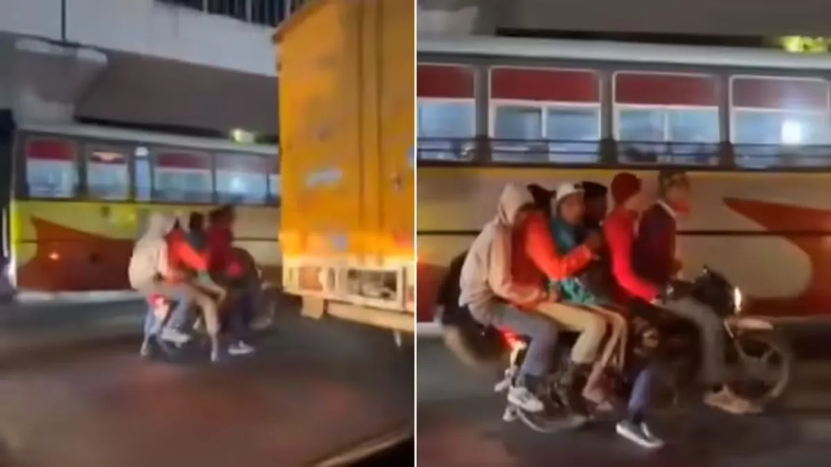 Bike Stunt Video, 6 boys on bike video, 6 boys on bike video viral, viral video, video viral, viral - India TV Hindi