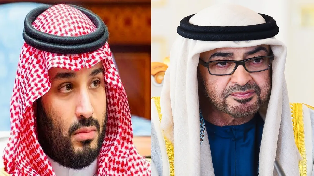 सऊदी अरब के क्राउन प्रिंस मोहम्मद बिन सलमान (दाएं) UAE के शेख मोहम्मद बिन जायद अल नाह्यान (दाएं)- India TV Hindi