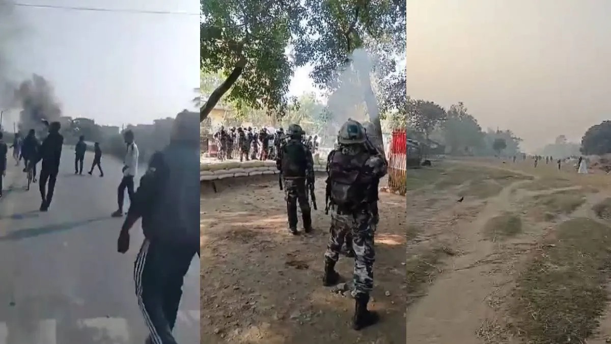 पुलिस के खिलाफ प्रदर्शन करते लोग- इंडिया टीवी हिंदी