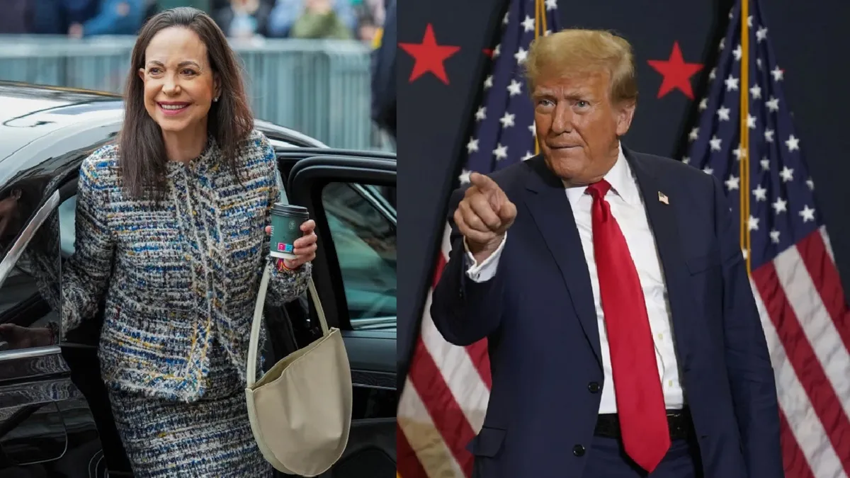 Nobel Peace Prize winner Maria Corina Machado (L) Donald Trump (R)- India TV Hindi