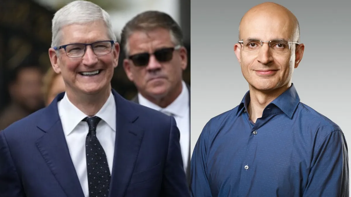 एप्पल के सीईओ टिम कुक और सीओओ सबीह खान।- India TV Paisa
