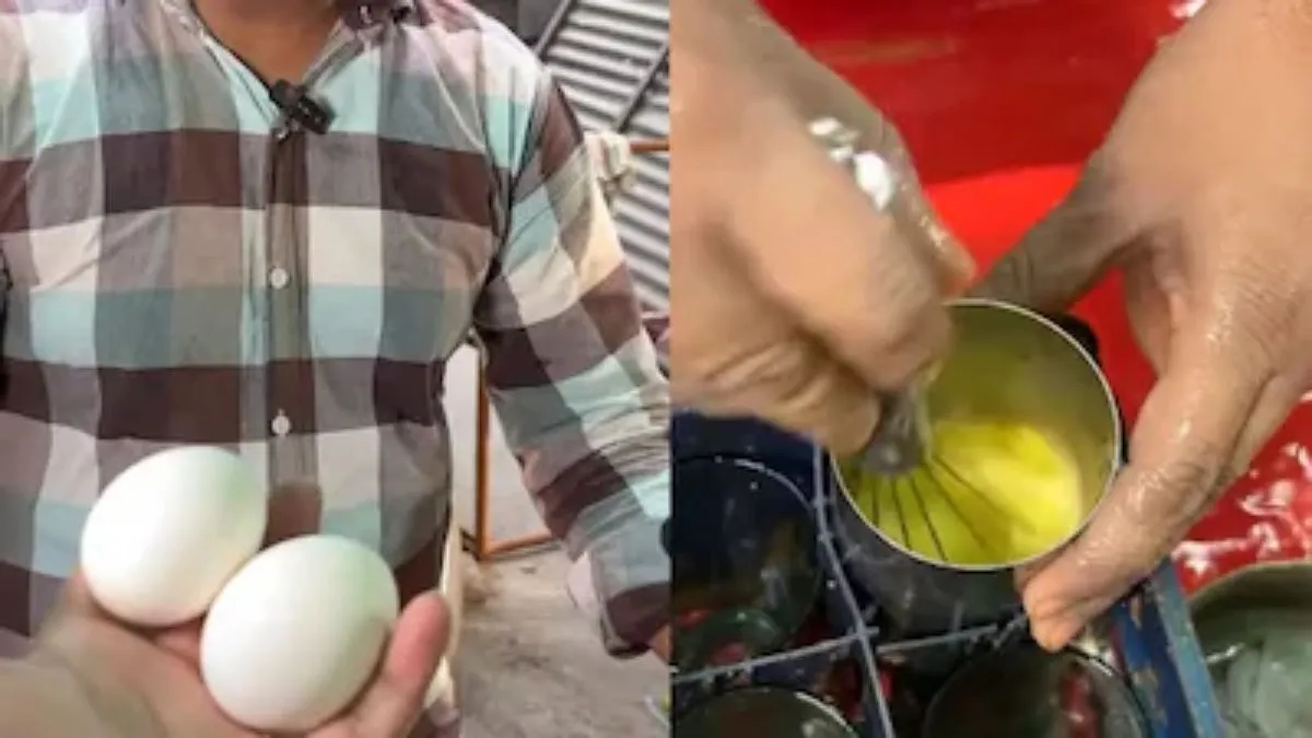 weird food combination video, viral video, food, street food, egg, bizzare food- India TV Hindi
