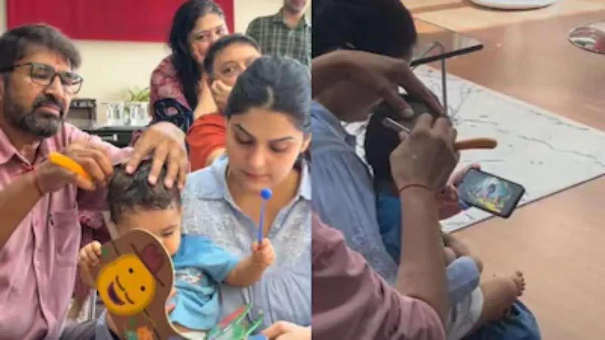 cute baby video, baby mundan video, baby mundan, mundan video viral, viral video, aaj ka viral video- India TV Hindi