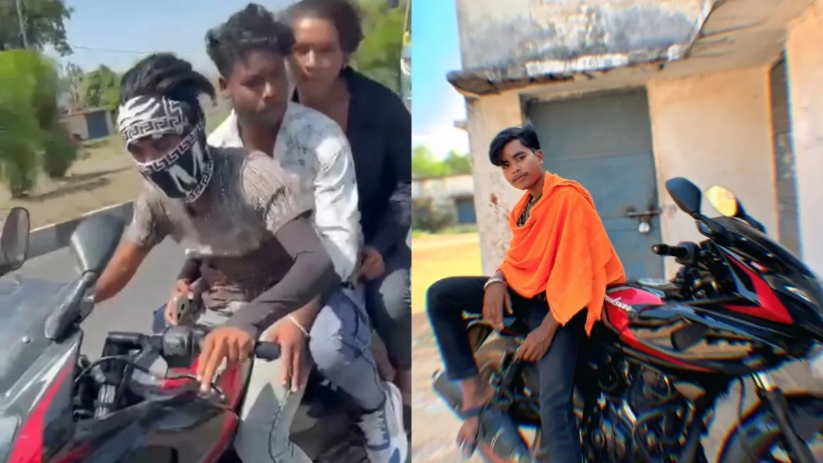 बाइक पर सवार तीनों युवक और मृतक बाइक चालक उपलक्ष- India TV Hindi
