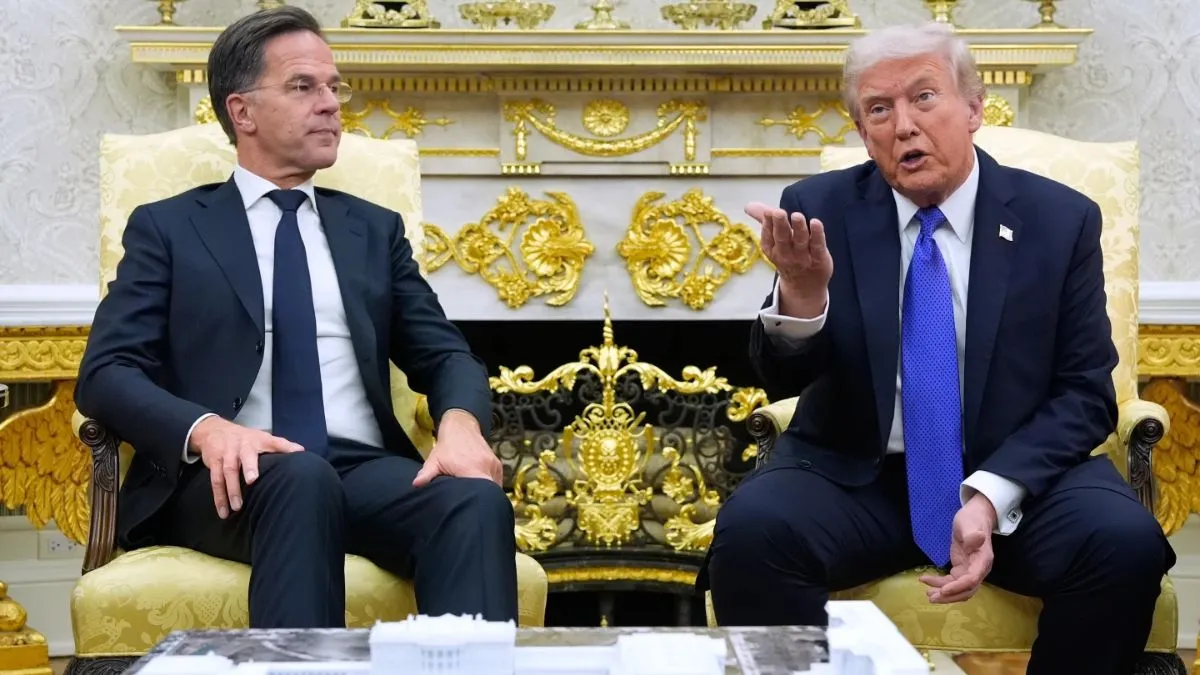 नाटो महासचिव मार्क रूट (बाएं) और अमेरिका के राष्ट्रपति डोनाल्ड ट्रंप (दाएं)- India TV Hindi